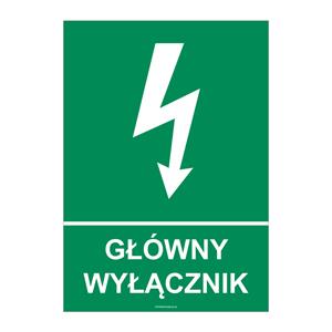 GŁÓWNY WYŁĄCZNIK, płyta PVC 1 mm 105x37 mm