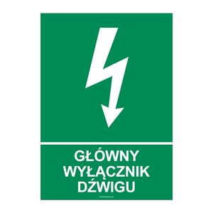 GŁÓWNY WYŁĄCZNIK PODNOŚNIKA, płyta PVC 1 mm, 210x297 mm