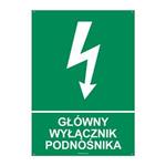 GŁÓWNY WYŁĄCZNIK PODNOŚNIKA, płyta PVC 2 mm z dziurkami, 210x297 mm