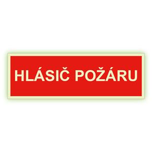 Hlásič požáru text - fotoluminiscenční tabulka, plast 2 mm 150x50 mm