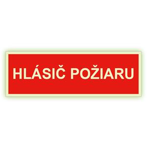 Hlásič požiaru - fotoluminiscenčná tabuľka, plast 2 mm 150x50 mm