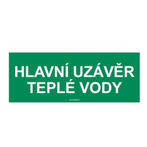 HLAVNÍ UZÁVĚR TEPLÉ VODY, Samolepka 210x80 mm