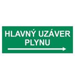 Hlavný uzáver plynu vpravo, samolepka 210x80mm