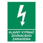 Hlavný vypínač zdvíhacieho zariadenia, samolepka 210x297mm