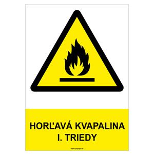 Horľavá kvapalina I. triedy - bezpečnostná tabuľka, samolepka A4