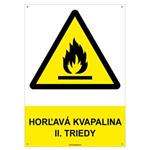 Horľavá kvapalina II. triedy - bezpečnostná tabuľka s dierkami, plast 2 mm - A4