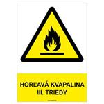 Horľavá kvapalina III. triedy - bezpečnostná tabuľka, plast 0,5 mm - A4