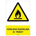 Horľavá kvapalina III. triedy - bezpečnostná tabuľka s dierkami, plast 2 mm - A4
