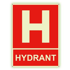 Hydrant s textem - fotoluminiscenční tabulka s dírkami, plast 2 mm 200x150 mm