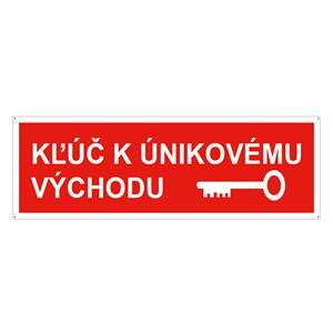 Kľúč k únikovému východu - bezpečnostná tabuľka, plast 2 mm s dierkami 150x50 mm
