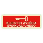 Klucz do wyjścia ewakuacyjnego - fotoluminescencyjny znak, naklejka 150x50 mm