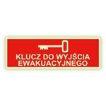 Klucz do wyjścia ewakuacyjnego - fotoluminescencyjny znak, płyta PVC 2 mm 150x50 mm