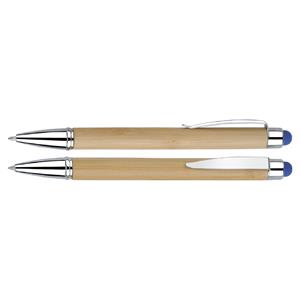 Kuličkové pero Blustery - světlé dřevo/modrá