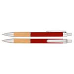 Kuličkové pero Jigga - červená/světlé dřevo