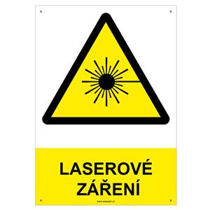 LASEROVÉ ZÁŘENÍ - bezpečnostní tabulka s dírkami, plast A4, 2 mm