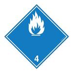 MATERIAŁY WYTWARZAJĄCE W KONTAKCIE Z WODĄ GAZY ZAPALNE PODKLASA 4 BIAŁY SYMBOL, płyta PVC 2 mm z dziurkami, 100x100 mm