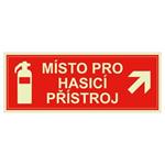 Místo pro hasicí přístroj - fotoluminiscenční tabulka, plast 1 mm 210x80 mm