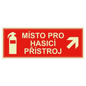 Místo pro hasicí přístroj - fotoluminiscenční tabulka, plast 2 mm 210x80 mm