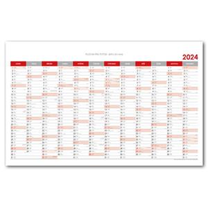 Nástěnný kalendář Plánovací mapa 2024 CZ - 63x100 cm - červená