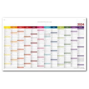 Nástěnný kalendář Plánovací mapa 2024 CZ s očky na zavěšení - 80x100 cm - barevná