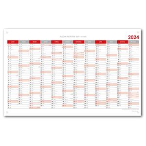 Nástěnný kalendář Plánovací mapa 2024 CZ s očky na zavěšení - 80x100 cm - červená