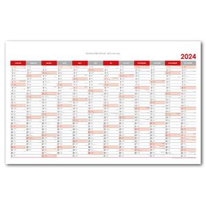 Nástěnný kalendář Plánovací mapa 2024 SK - 63x100 cm - červená