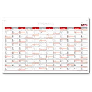 Nástěnný kalendář Plánovací mapa 2024 SK s očky na zavěšení - 63x100 cm - červená