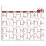 Nástěnný kalendář Plánovací mapa 2026 CZ s očky na zavěšení - 124 x 100 cm - červená