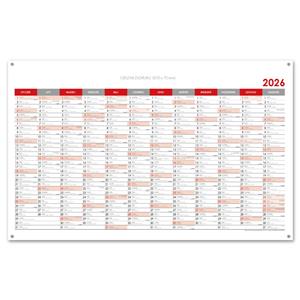 Nástěnný kalendář Plánovací mapa 2026 PL s očky na zavěšení - 100 x 63 cm - červená