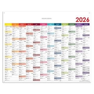 Nástěnný kalendář Plánovací mapa 2026 PL s očky na zavěšení - 124 x 100 cm - barevná