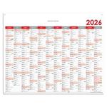 Nástěnný kalendář Plánovací mapa 2026 PL s očky na zavěšení - 124 x 100 cm - červená