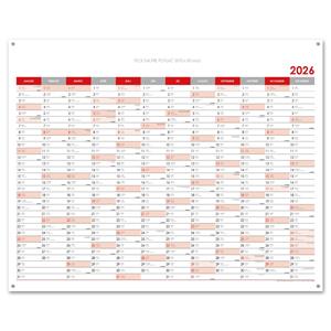 Nástěnný kalendář Plánovací mapa 2026 SK s očky na zavěšení - 100 x 80 cm - červená