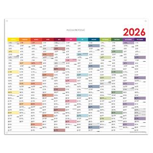 Nástěnný kalendář Plánovací mapa 2026 SK s očky na zavěšení - 124 x 100 cm - barevná