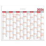 Nástěnný kalendář Plánovací mapa 2026 SK s očky na zavěšení - 124 x 100 cm - červená