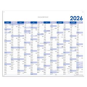 Nástěnný kalendář Plánovací mapa 2026 SK s očky na zavěšení - 124 x 100 cm - modrá