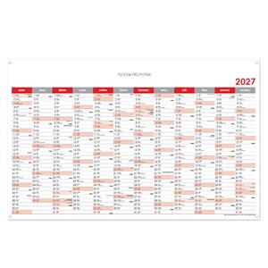 Nástěnný kalendář Plánovací mapa 2027 CZ s očky na zavěšení - 100 x 63 cm - červená