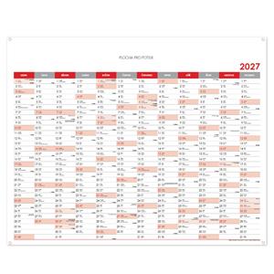 Nástěnný kalendář Plánovací mapa 2027 CZ s očky na zavěšení - 100 x 80 cm - červená