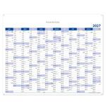 Nástěnný kalendář Plánovací mapa 2027 CZ s očky na zavěšení - 100 x 80 cm - modrá