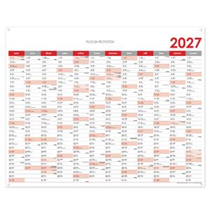 Nástěnný kalendář Plánovací mapa 2027 CZ s očky na zavěšení - 124 x 100 cm - červená