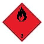 Nebezpečenstvo požiaru horľavé kvapaliny č.3 čierny symbol, plast 2 mm s dierkami, 100x100 mm