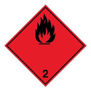 Nebezpečenstvo požiaru horľavé plyny č.2 čierny symbol, plast 2 mm,100x100 mm