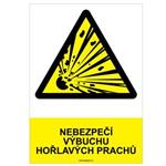 NEBEZPEČÍ VÝBUCHU HOŘLAVÝCH PRACHŮ - bezpečnostní tabulka, plast A4, 0,5 mm