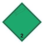 Nehorľavý nejedovatý plyn č 2. čierny symbol, plast 2 mm,100x100 mm