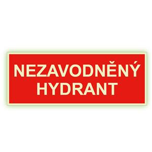 Nezavodněný hydrant - fotoluminiscenční tabulka, plast 1 mm 210x80 mm