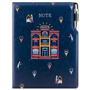 Notes - zápisník DESIGN A4 čtverečkovaný - modrá - Hotel