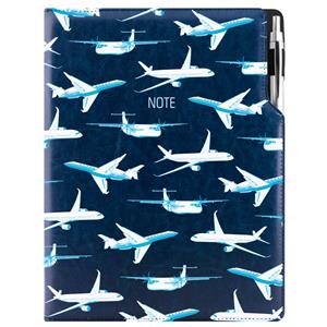 Notes - zápisník DESIGN A4 čtverečkovaný - modrá - Letadla