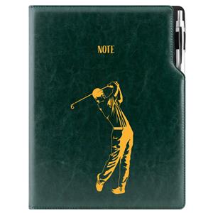 Notes - zápisník DESIGN A4 linkovaný - zelená - Golf muž