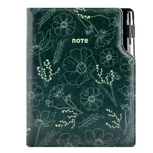 Notes - zápisník DESIGN A5 tečkovaný - zelená - Květiny