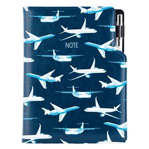 Notes - zápisník DESIGN B5 tečkovaný - modrá - Letadla