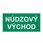 Núdzový východ - bezpečnostná tabuľka, plast 2 mm s dierkami 400x200 mm